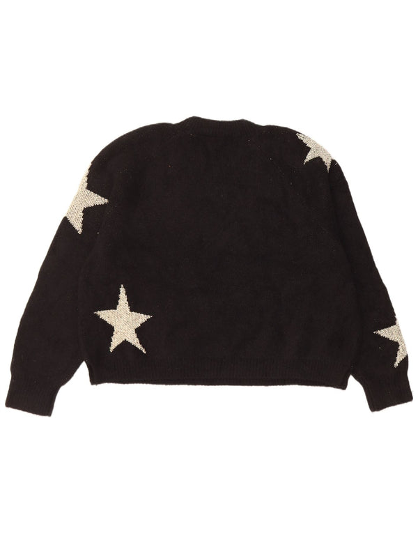 Damski sweter z okrągłym dekoltem All Saints UK 10, mały, czarny, geometryczny