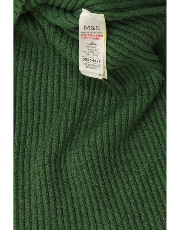 Marks & Spencer Damski sweter z golfem UK 16, duży, zielony, wiskoza
