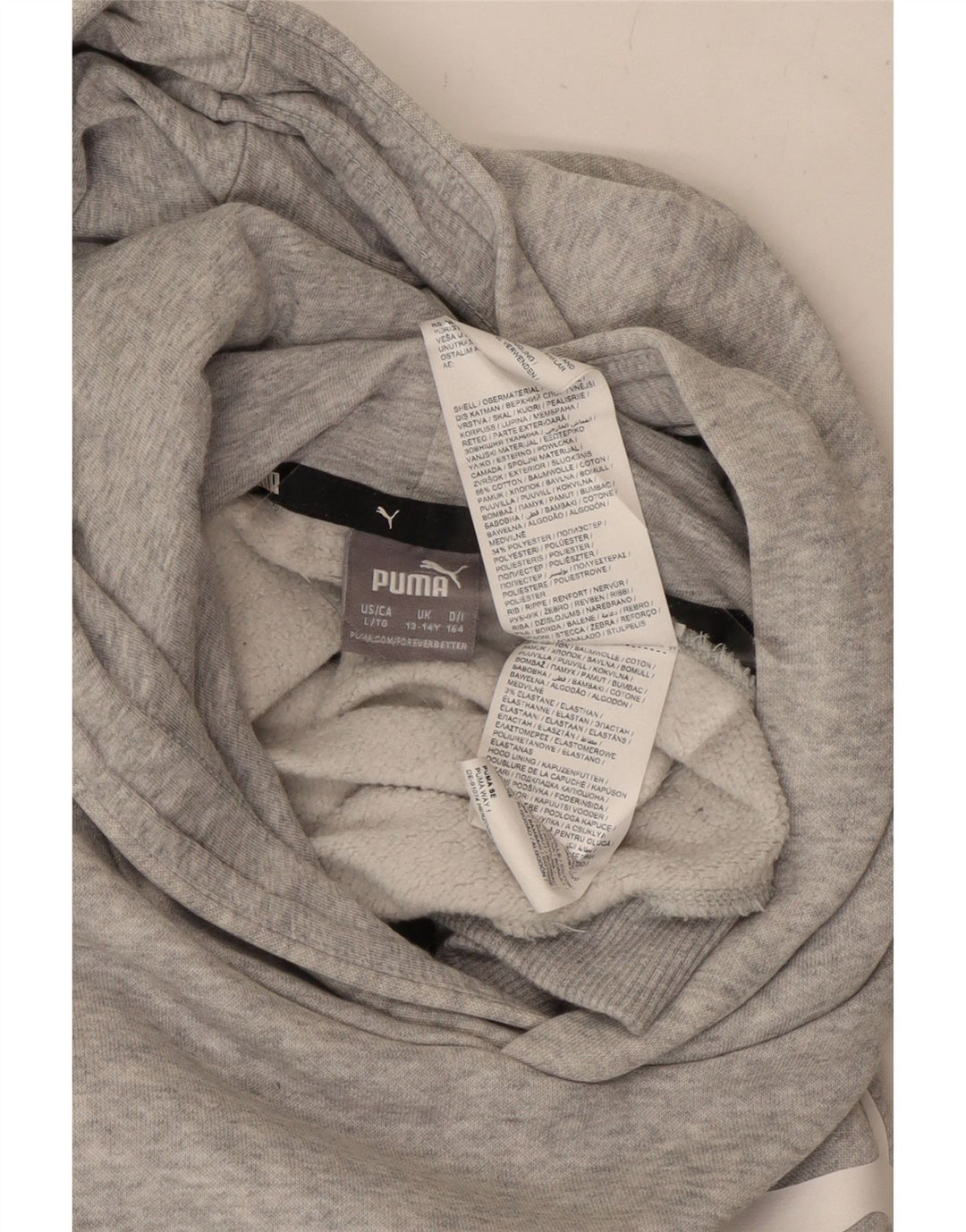 Chłopięcy sweter z kapturem i grafiką PUMA, 13-14 lat, szara bawełna