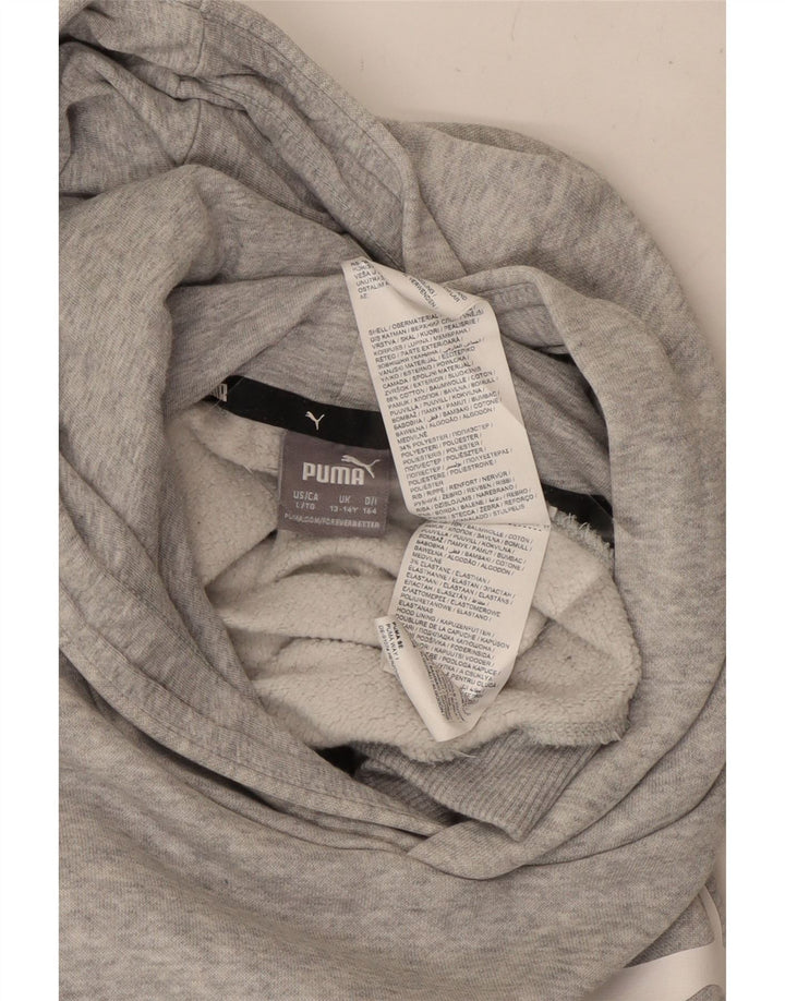 Chłopięcy sweter z kapturem i grafiką PUMA, 13-14 lat, szara bawełna