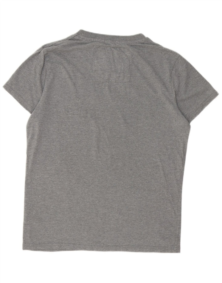 SUPERDRY Męski T-shirt z grafiką, top XL, szara bawełna