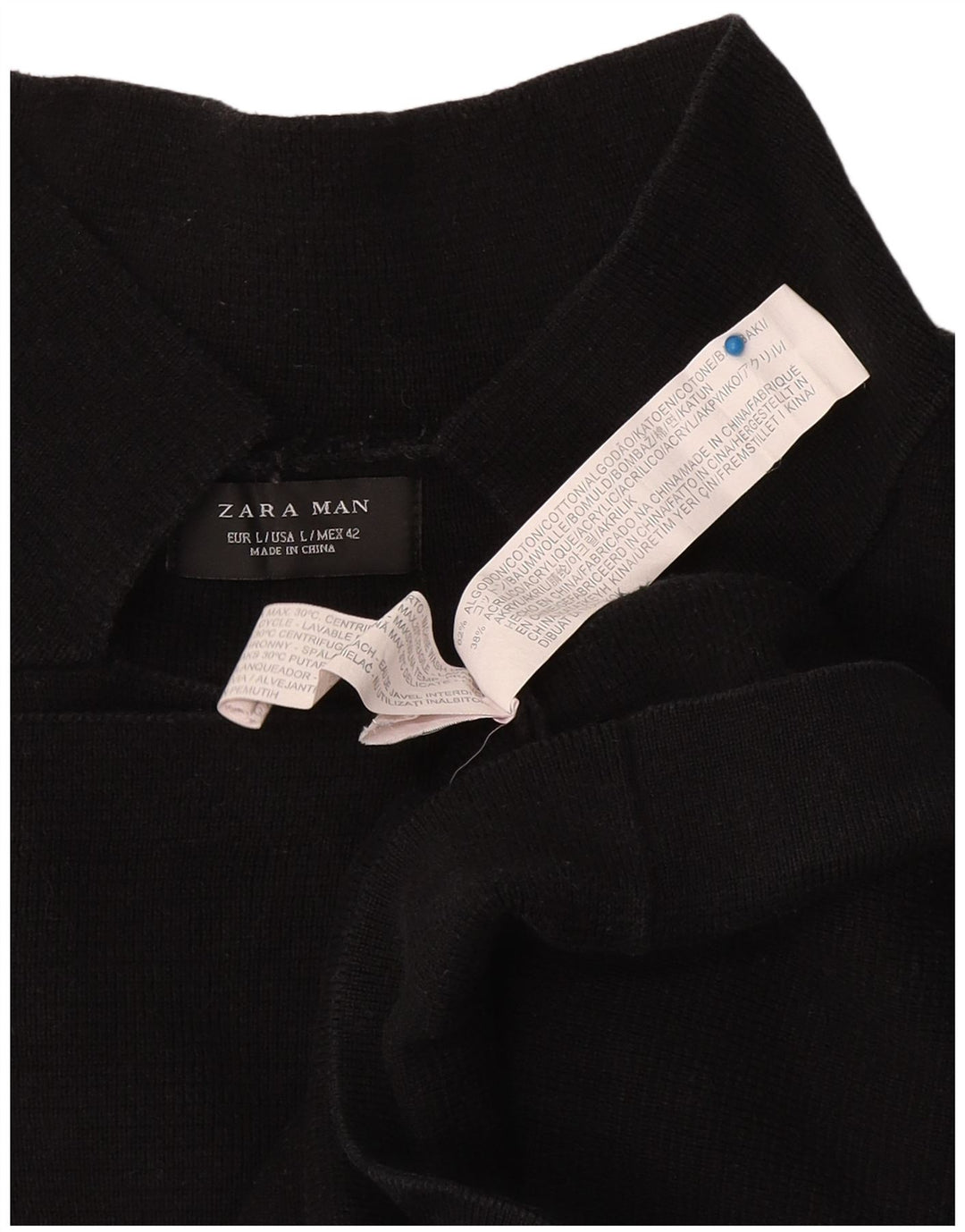 Zara Męski sweter rozpinany, duży, czarny, bawełniany
