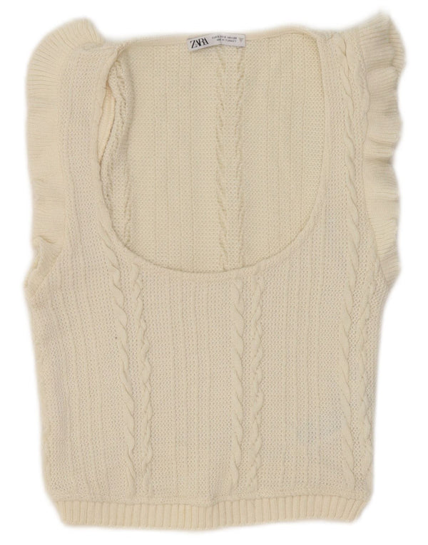 Damski podkoszulek Zara Crop Vest UK 8, mały, złamany biały poliester