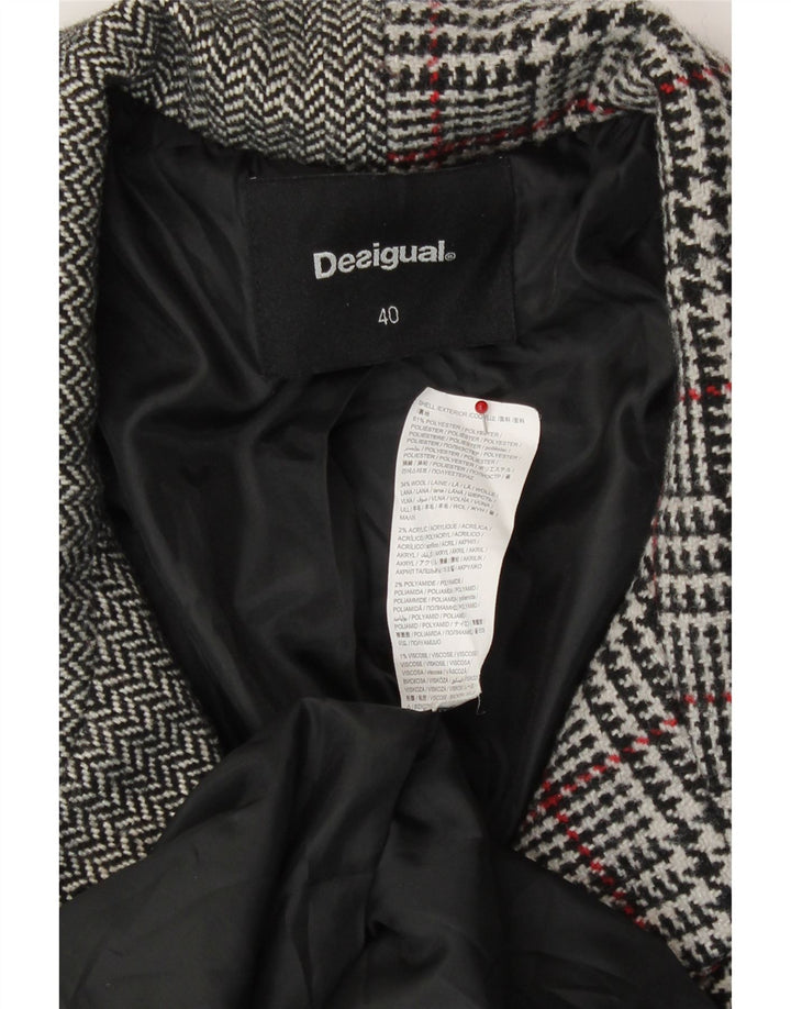 Desigual damski płaszcz EU 40, średnioszary, patchworkowy poliester