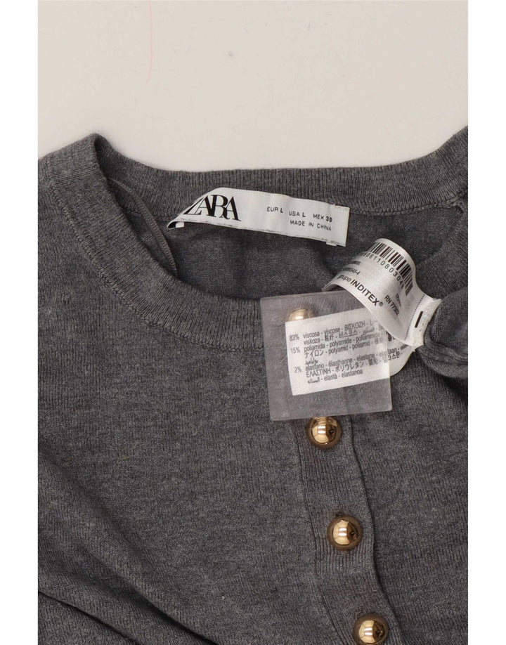 Sweter damski Zara Cardigan UK 14, duży, szary, wiskozowy, klasyczny