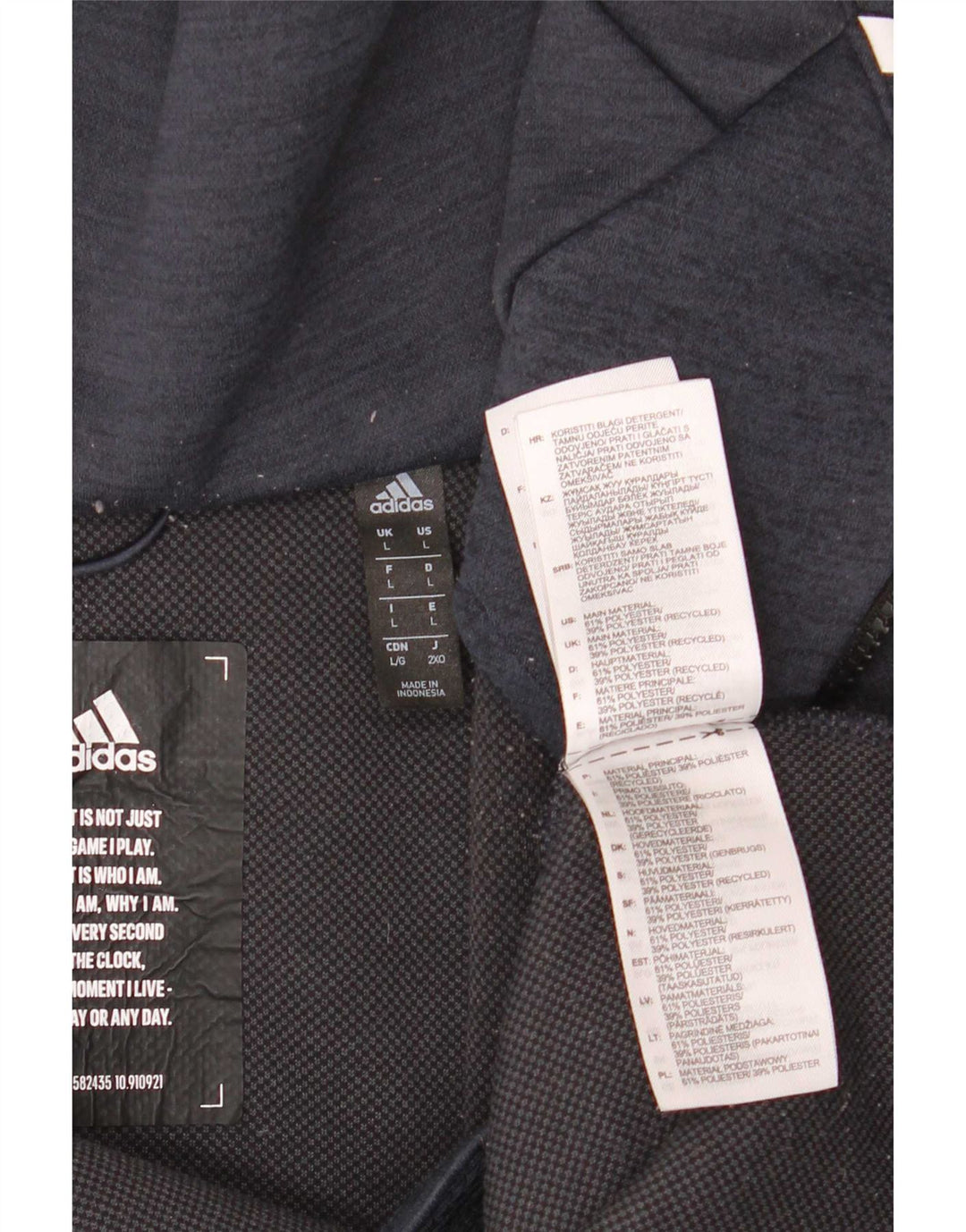 Adidas Męska bluza dresowa z kapturem i grafiką, duża kurtka z granatowego poliestru