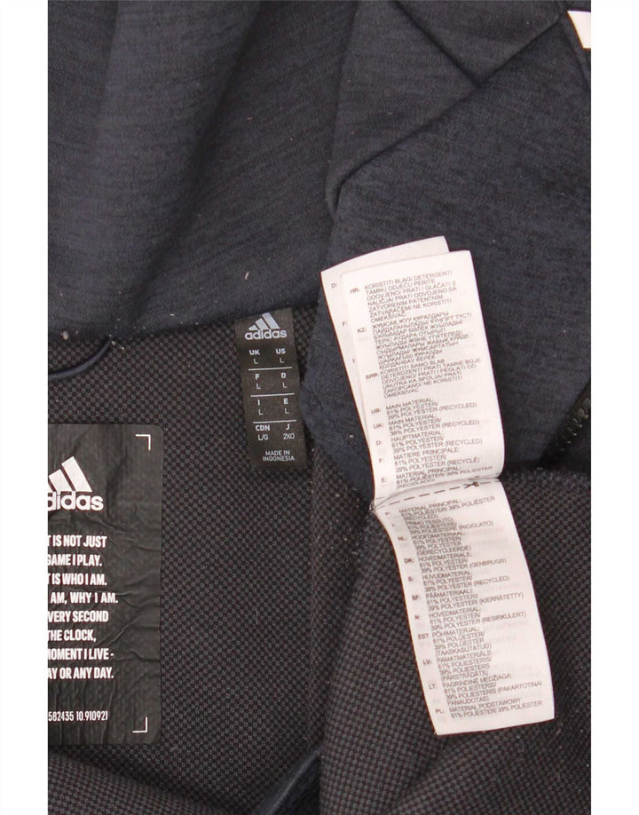 Adidas Męska bluza dresowa z kapturem i grafiką, duża kurtka z granatowego poliestru