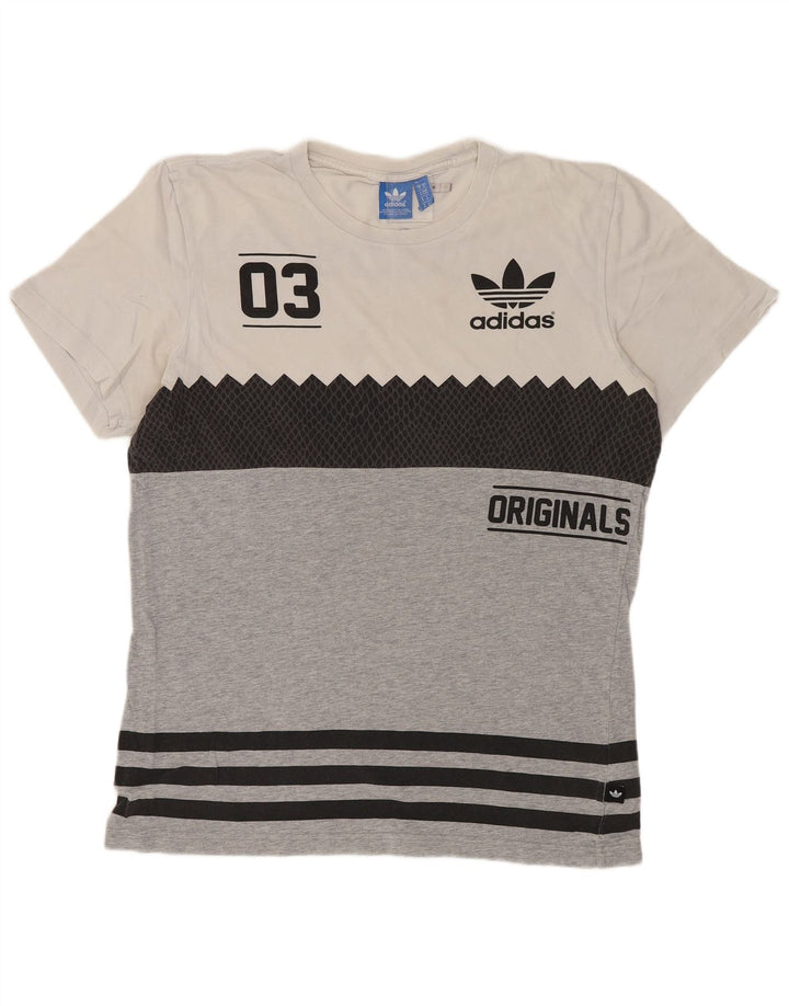 Męska koszulka ADIDAS Originals z grafiką, bawełniana koszulka w kolorze średniej szarości