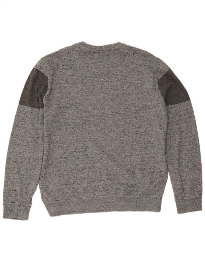 Męski sweter Calvin Klein z graficznym wycięciem pod szyją, duży, szary, nakrapiany