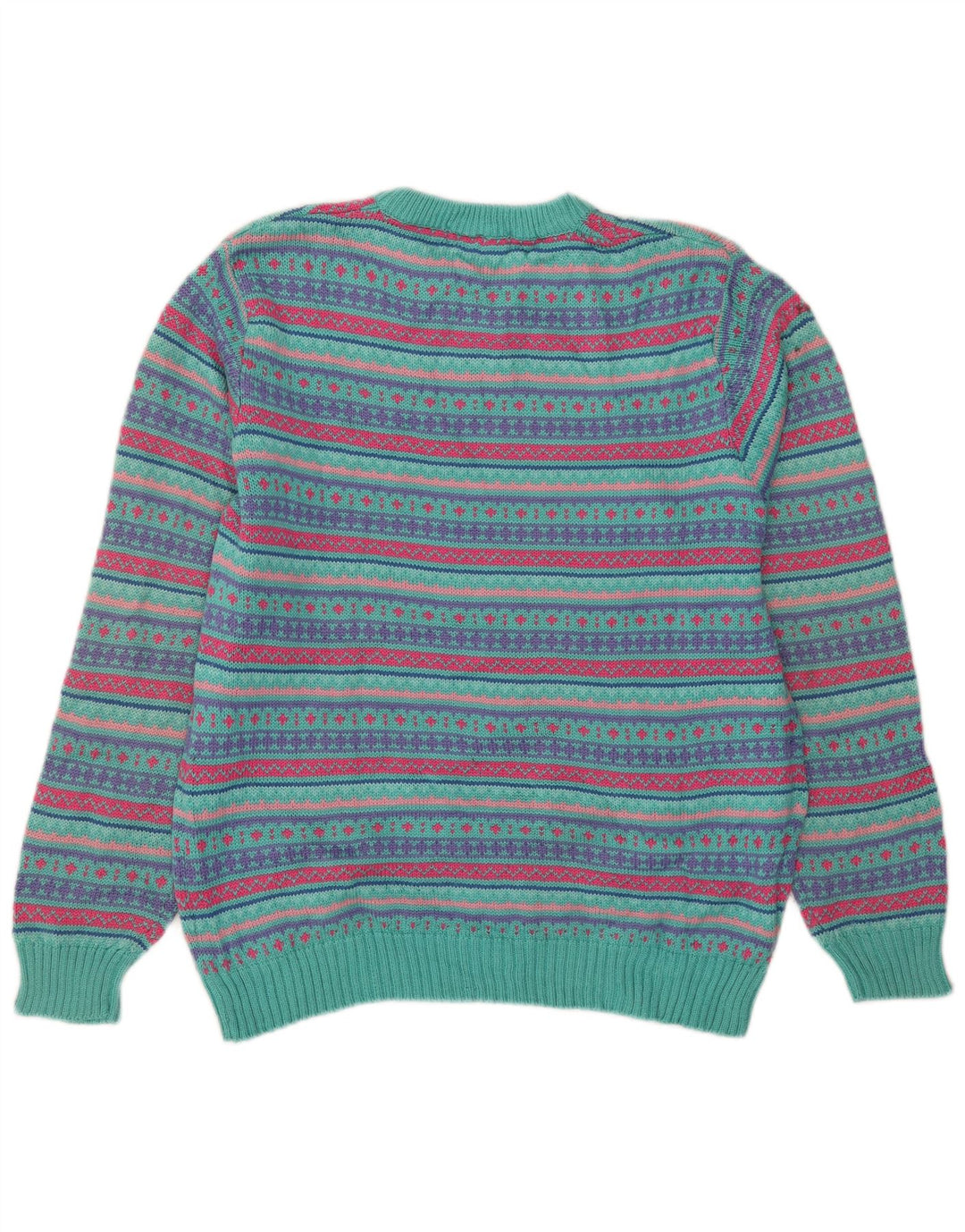L.L.Bean Męski sweter z okrągłym dekoltem, duży, wielokolorowy, wełniany Fair Isle
