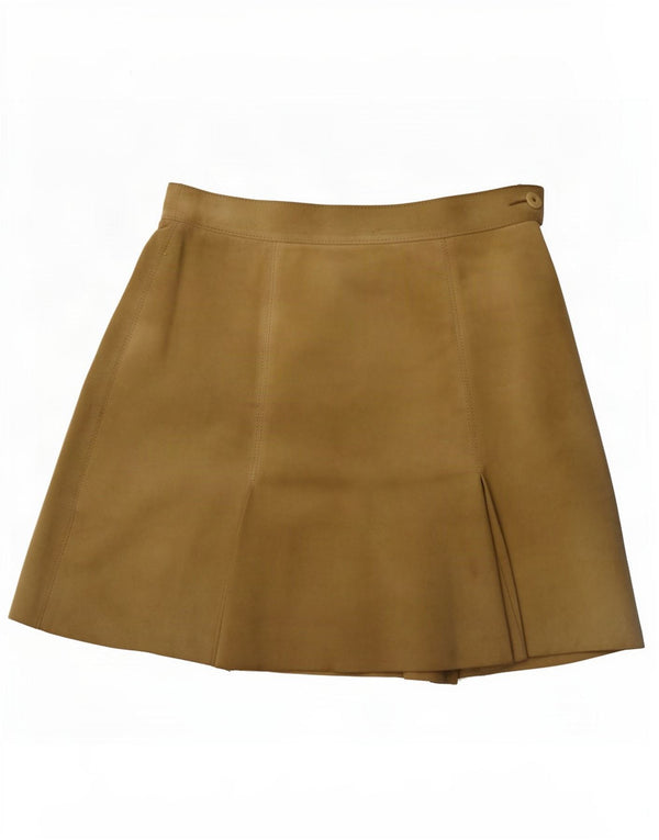 Damska zamszowa spódniczka mini w stylu vintage IT 44 Medium W30 Beige