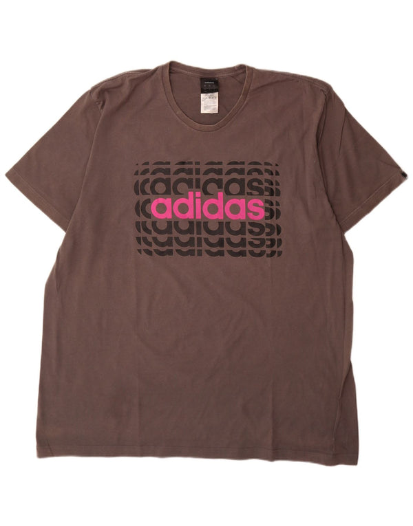 Męska koszulka graficzna Adidas Top 2XL Szara bawełna