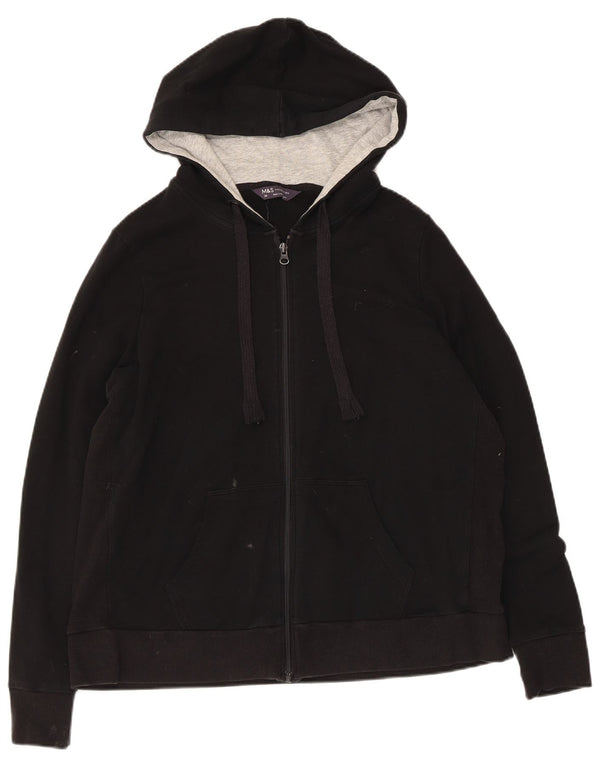 Marks & Spencer Damski sweter z kapturem i zamkiem UK 20 2XL, czarny, bawełniany