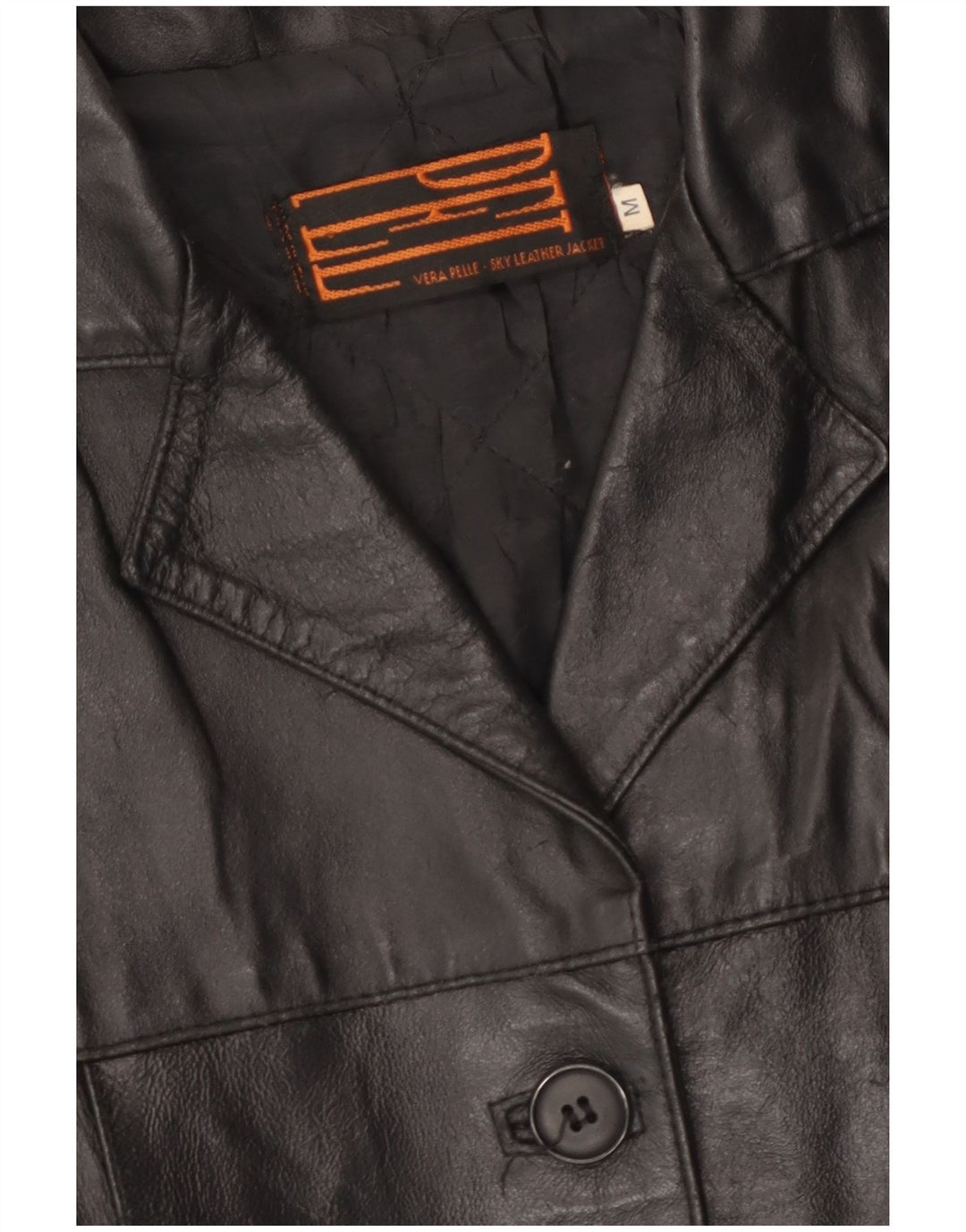 Vintage damska kurtka skórzana UK 14, średnia czarna skóra