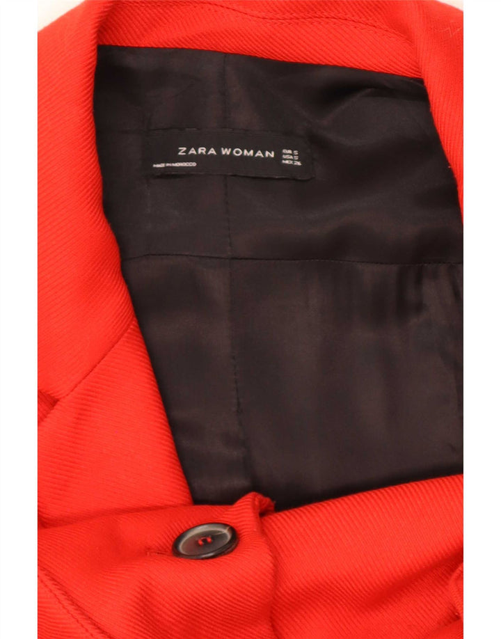 Damski płaszcz oversize z rękawem 3/4 Zara UK 10, mały, czerwony poliester