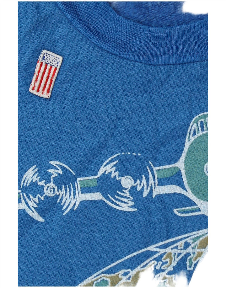 Męska bluza z grafiką w stylu vintage, duży niebieski