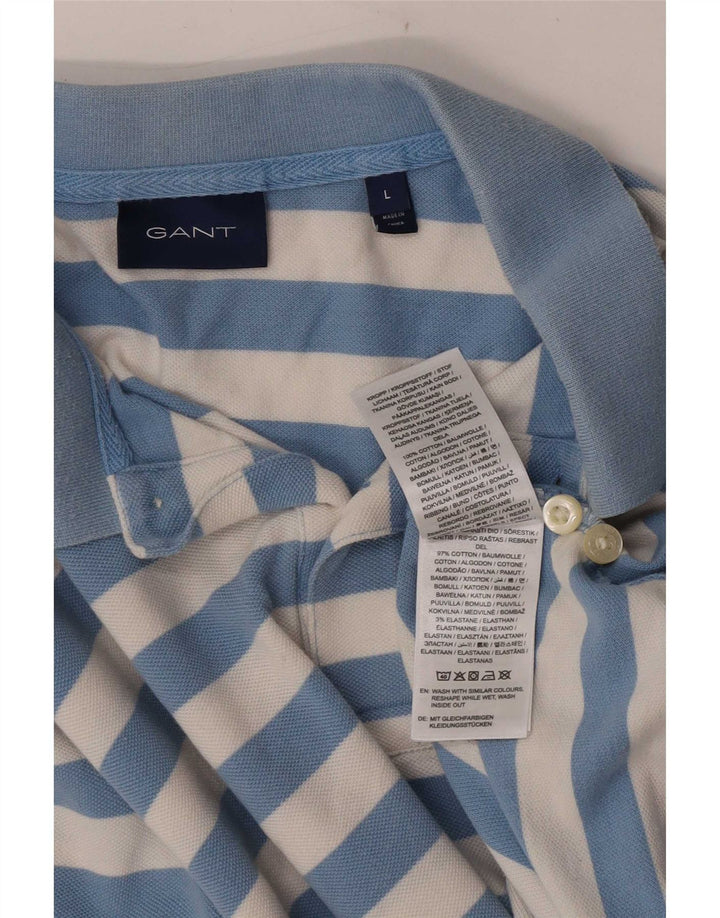 Męska koszulka polo Gant, duża, niebieska, bawełniana w paski
