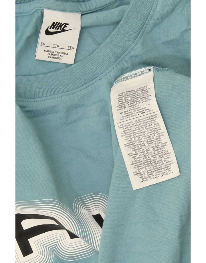 Męska koszulka z grafiką Nike, 2XL, niebieska, bawełniana