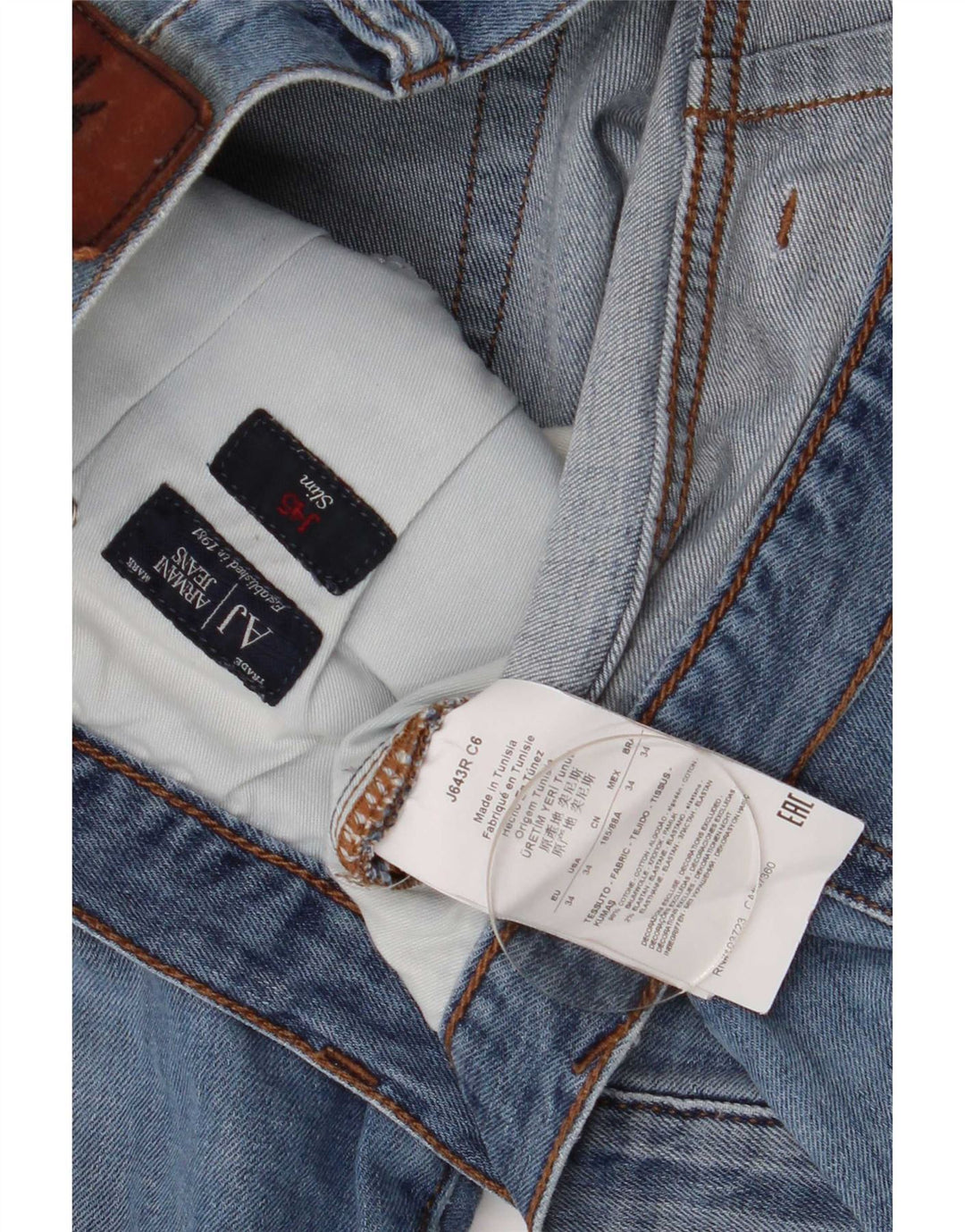 Męskie jeansy Armani Slim W34 L30 Niebieskie bawełniane