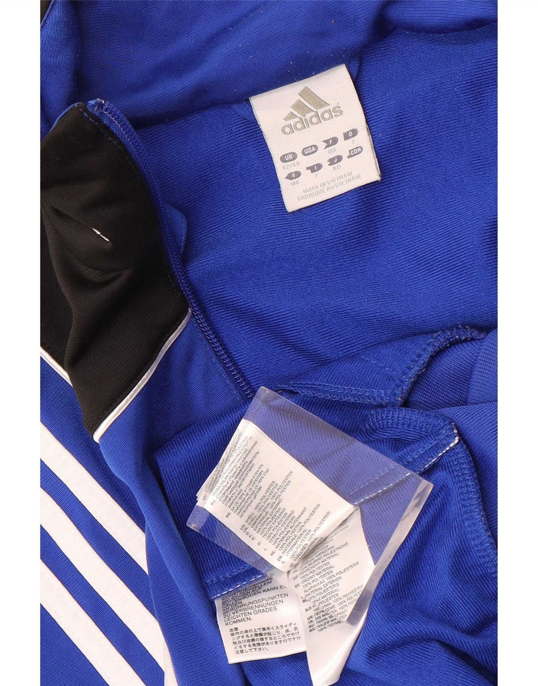 Adidas Męska bluza dresowa UK 42/44 Duży niebieski poliester z blokami kolorów