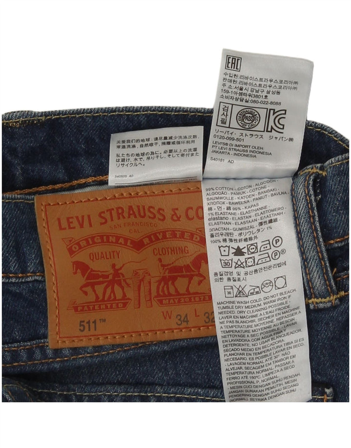 Męskie jeansy Levi's 511 Slim W34 L32 Niebieska bawełna