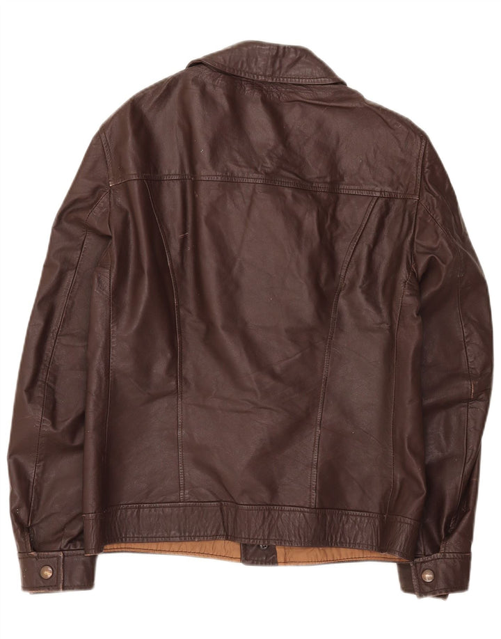 Vintage męska skórzana kurtka motocyklowa UK 34 XS brązowa