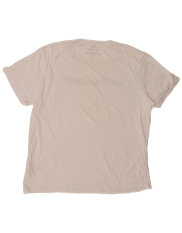 Męska koszulka z grafiką JACK & JONES, 2XL, biała, bawełniana