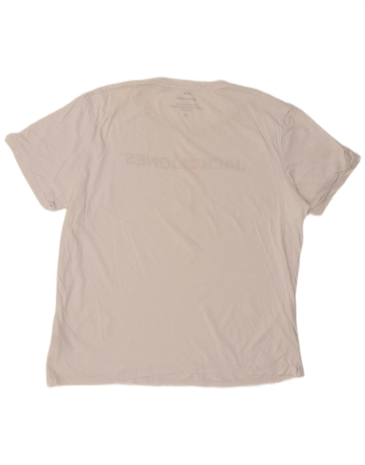 Męska koszulka z grafiką JACK & JONES, 2XL, biała, bawełniana