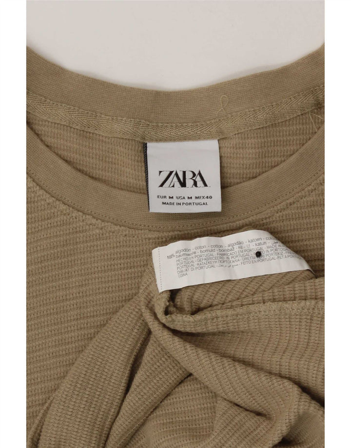 T-shirt męski Zara, bawełniany, średnio brązowy