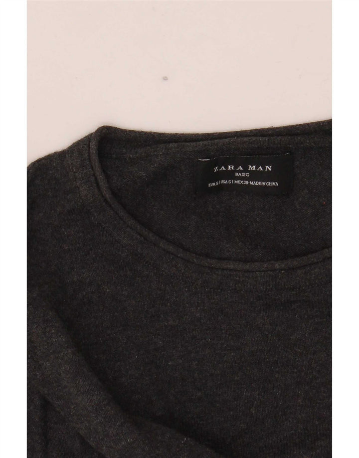 Męski sweter z okrągłym dekoltem Zara, mały szary