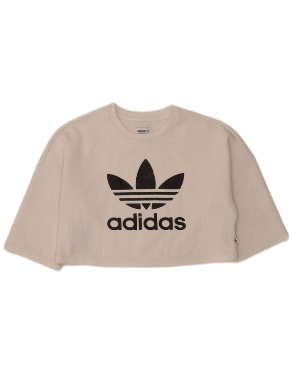 Damska koszulka Adidas Crop Oversized Graphic Top UK 10 Small White