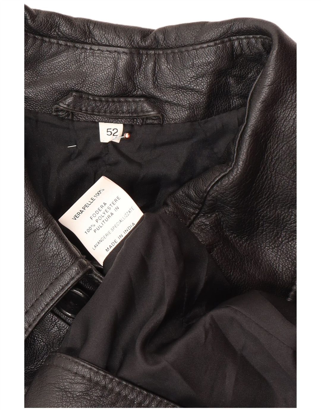 Męski płaszcz skórzany VINTAGE IT 52 XL Czarna skóra