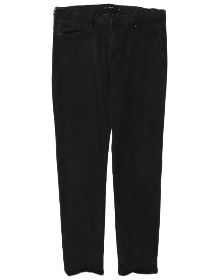 CALVIN KLEIN Damskie jeansy slim US 14 XL W34 L32 Czarne bawełniane