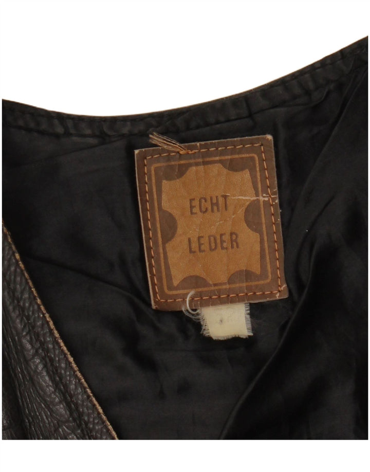 Vintage męska kamizelka ze skóry Crop IT 52 XL czarna skóra