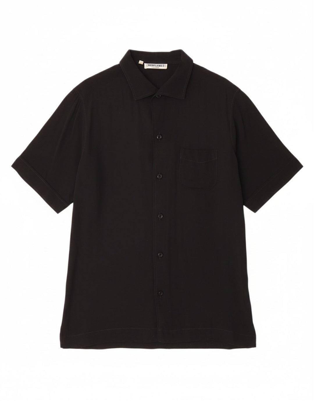 ENARA CAMICECE Mens Short Sleeve Shirt Medium Black Viscose
