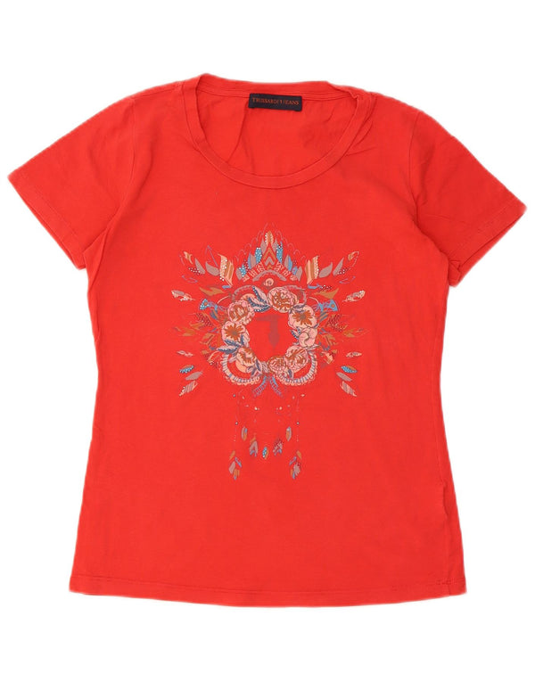 Damska koszulka graficzna Trussardi Top UK 10 Small Red