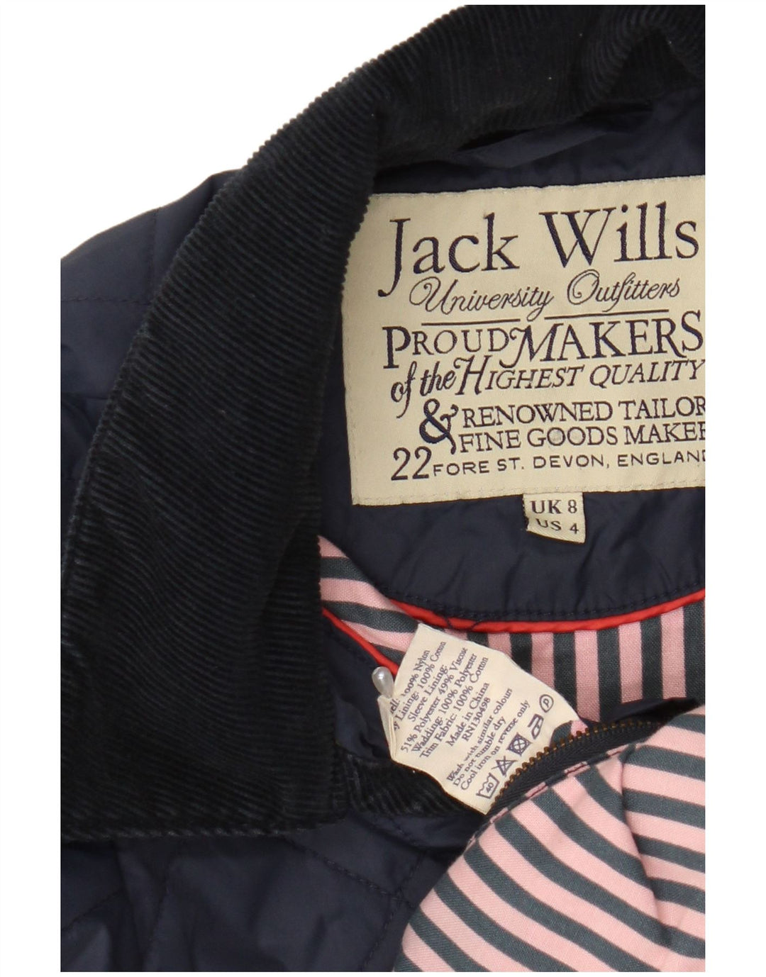 Damska pikowana kurtka Jack Wills UK 8, mała, granatowa, nylonowa