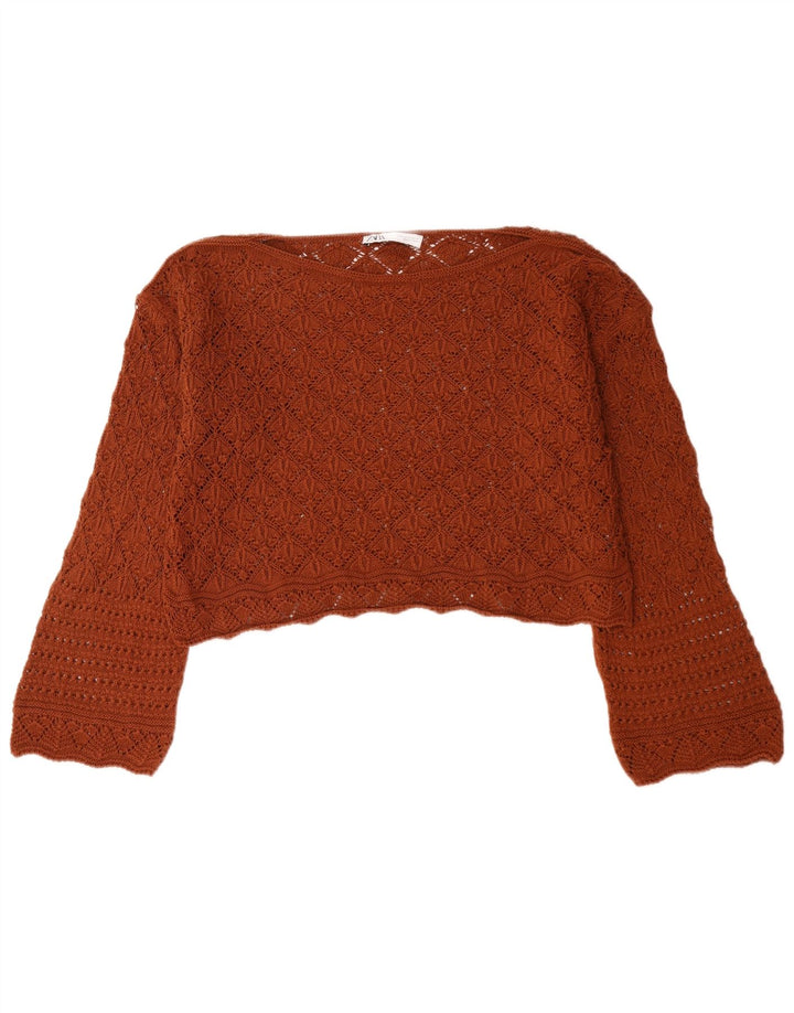 Damski sweter oversize z dekoltem w łódkę Zara UK 14 Średni brąz