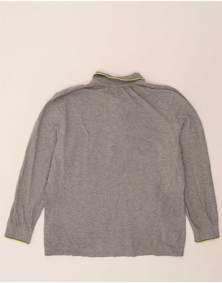 KAPPA Mens Long Sleeve Polo Shirt Large Grey Cotton
