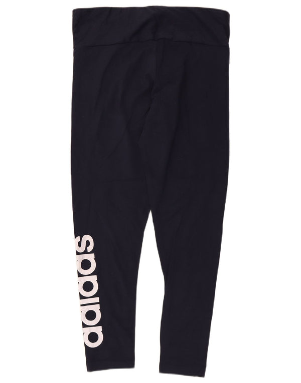Damskie legginsy adidas Tight Fit Graphic UK 16/18, duże, granatowe, bawełniane