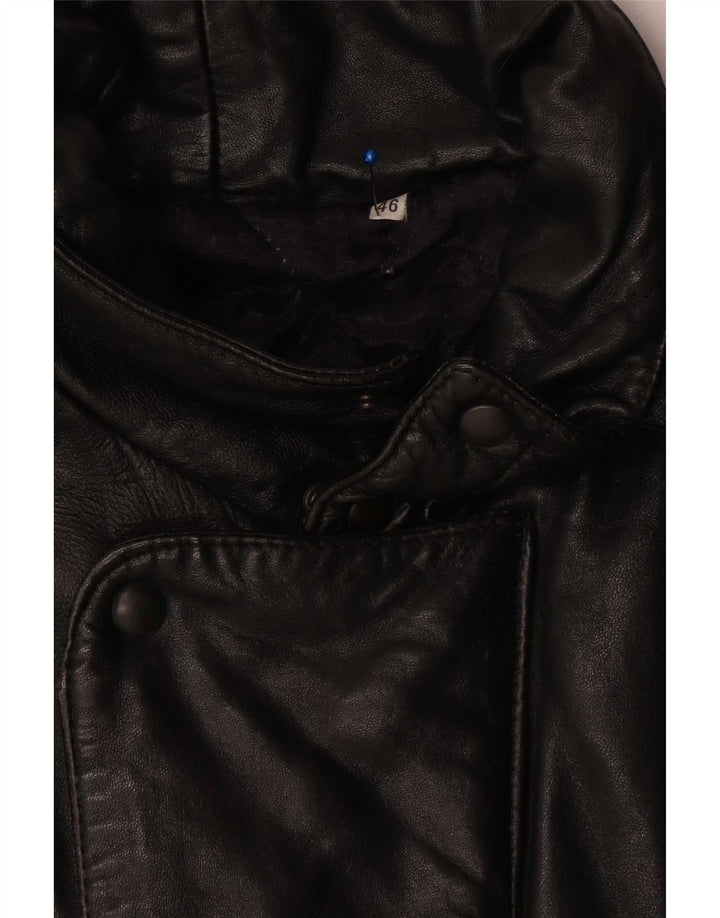 Vintage męska kurtka skórzana bomber UK 46 3XL czarna skóra