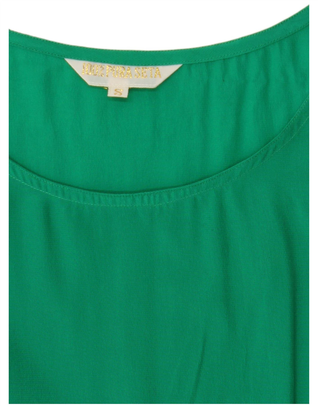 Damska bluzka o luźnym kroju VINTAGE Top UK 10 Small Green Silk