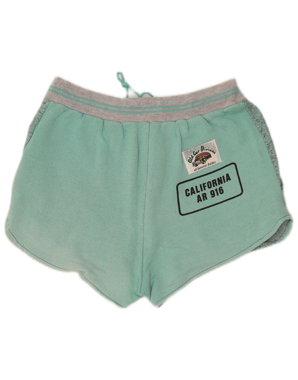 Adidas Womens Graphic Sport Shorts UK 6 XS Green Colourblock Cotton