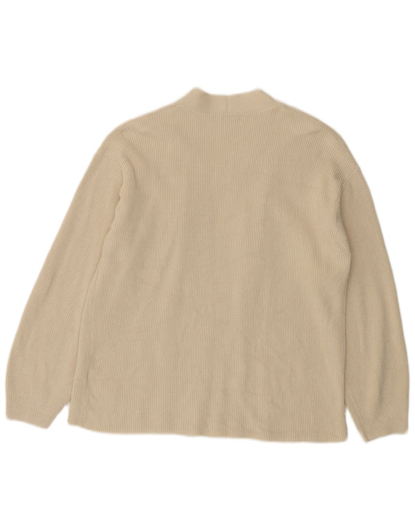 Marks & Spencer Damski sweter rozpinany UK 14, średni, złamanej bieli, bawełniany