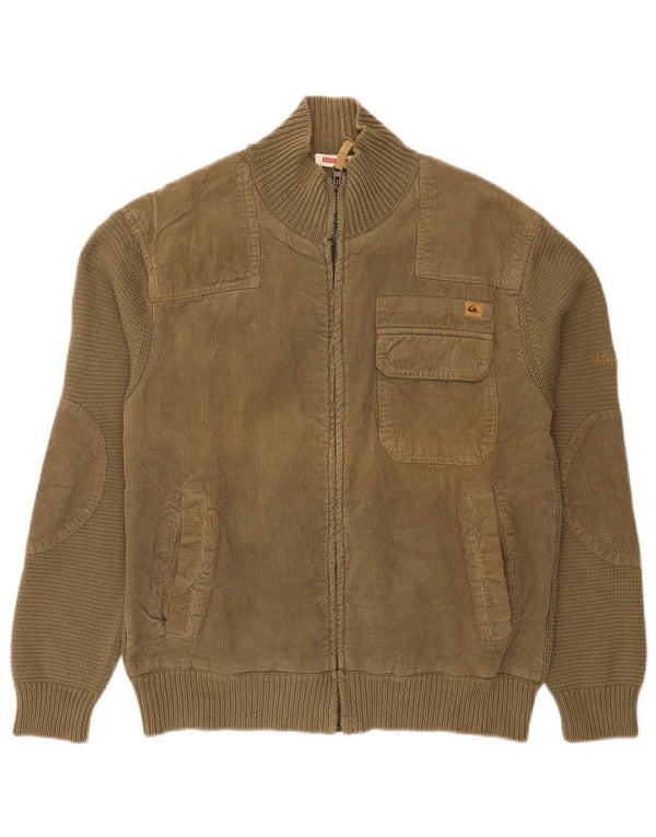 Quiksilver Mens Cardigan Sweater Small Khaki Cotton