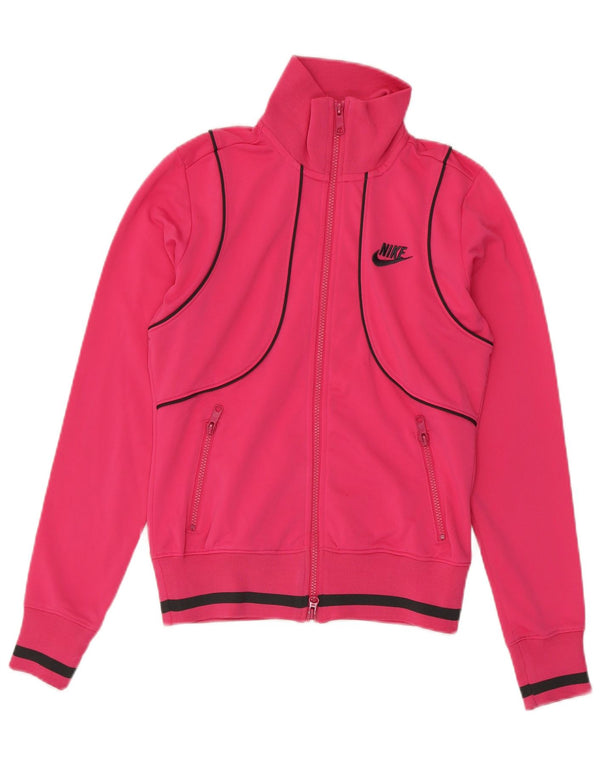 Damska kurtka dresowa Nike UK 8/10, mały, różowy, poliestrowy blok kolorów