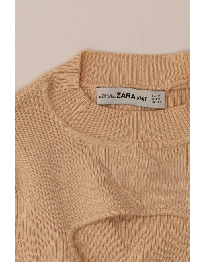 Damski krótki top Zara z rękawem 3/4, UK 12, średni beż