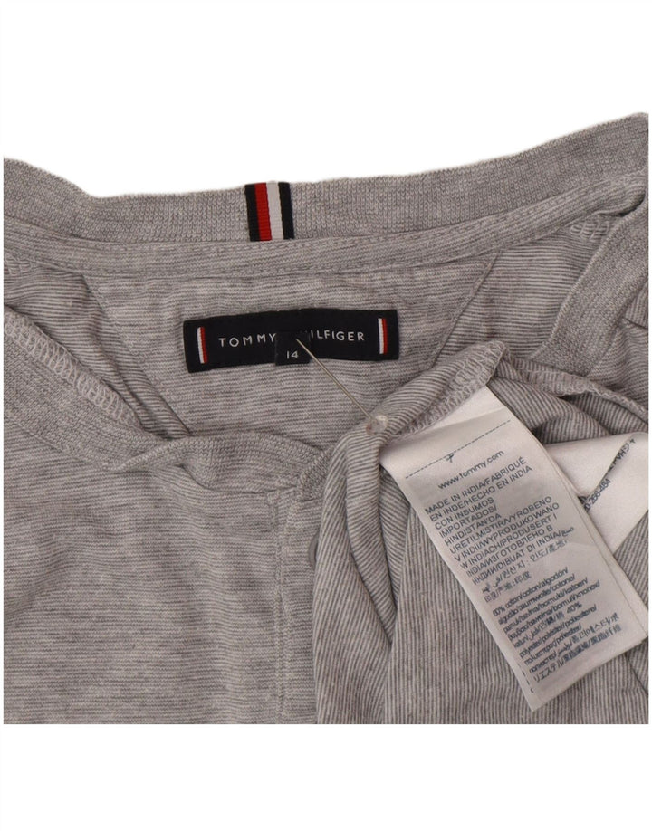 Top chłopięcy Tommy Hilfiger z długim rękawem 13-14 lat, szara bawełna