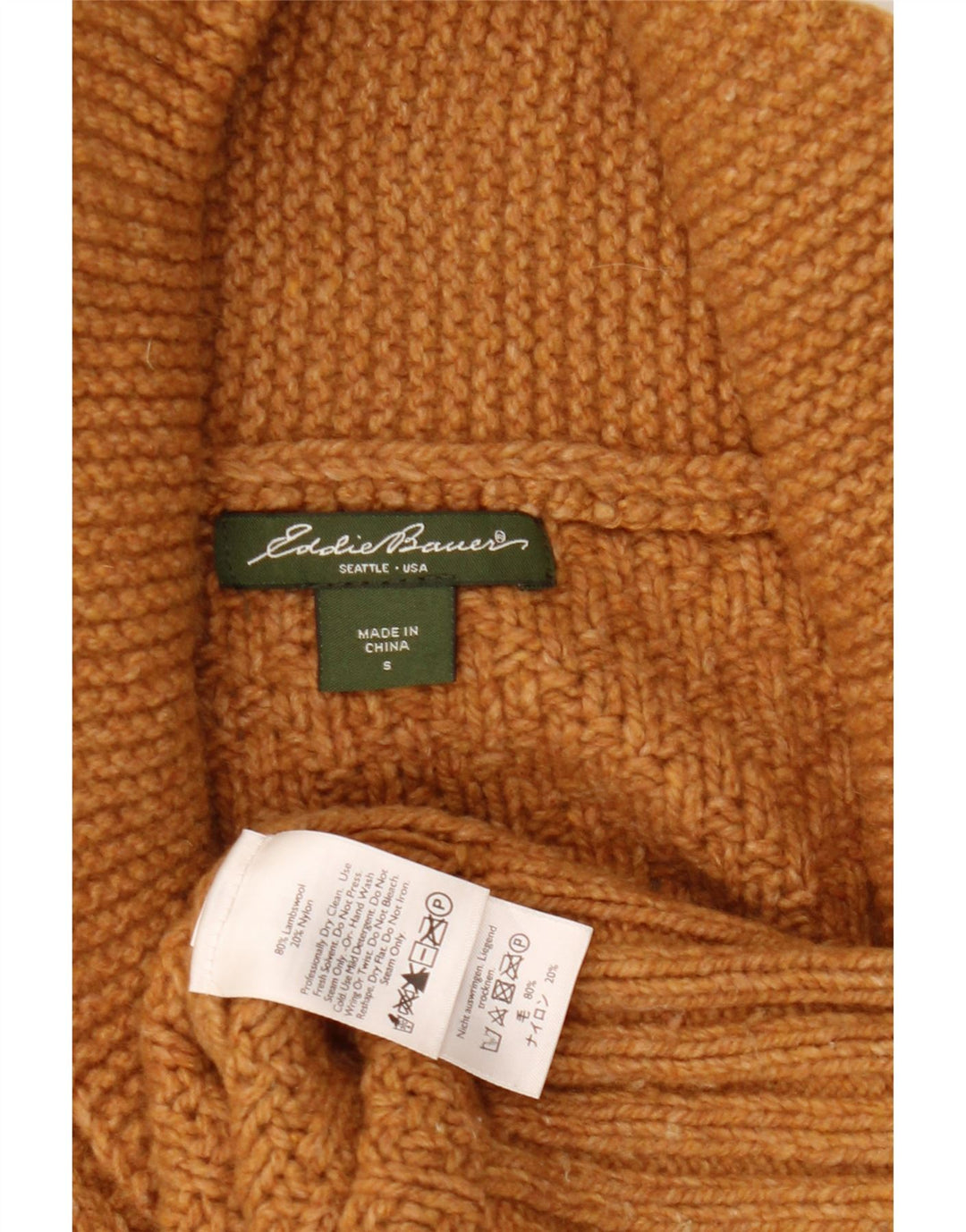 EDDIE BAUER Damski sweter oversize UK 10 Small Brown Lambswool