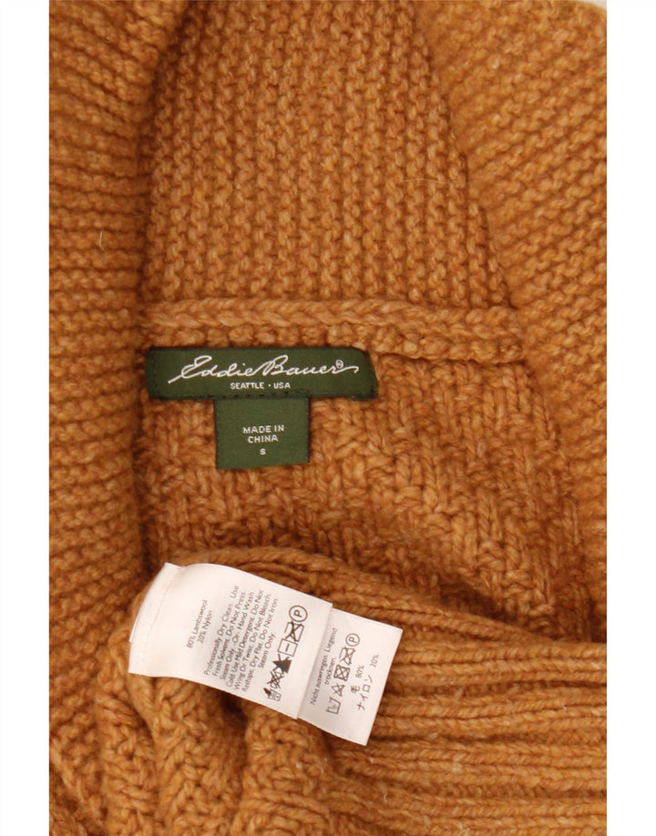 EDDIE BAUER Damski sweter oversize UK 10 Small Brown Lambswool